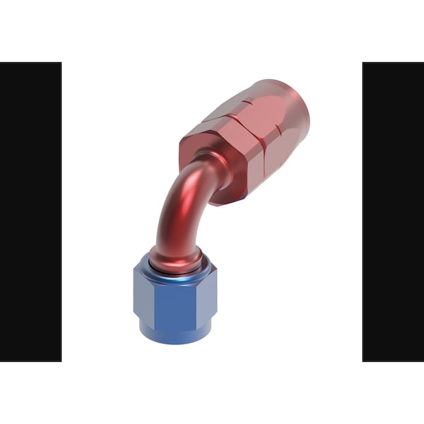 -8 AN Hose, 90 Degree Elbow, Anodized, Red/Blue, Aluminum